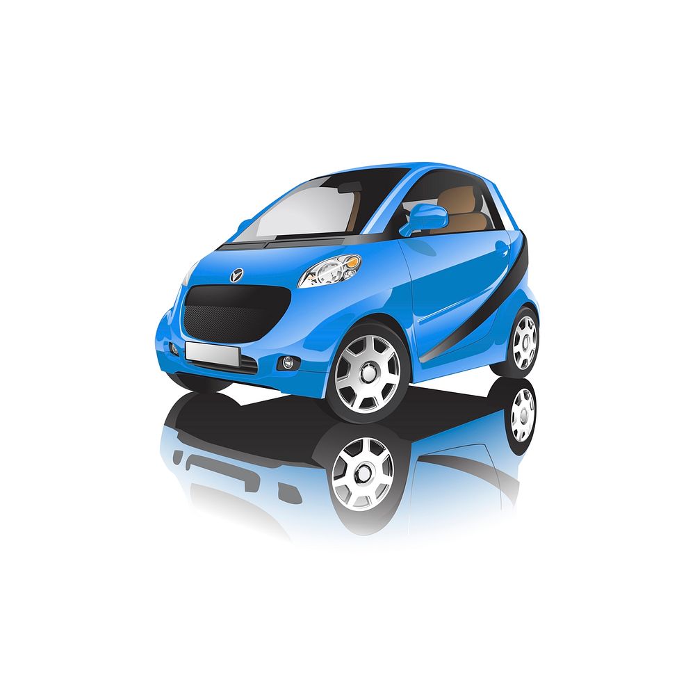 Blue compact hybrid car vector