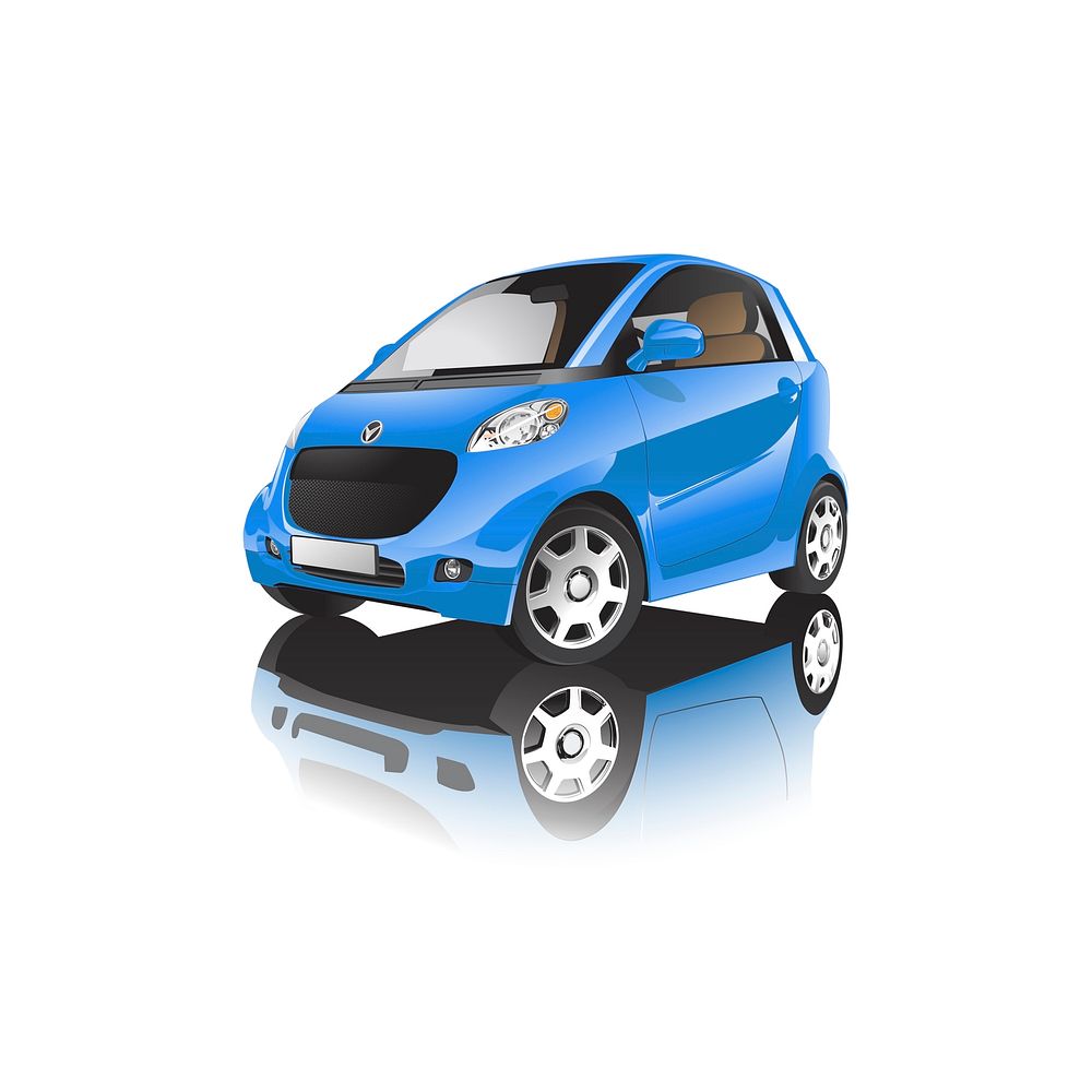 Blue compact hybrid car vector