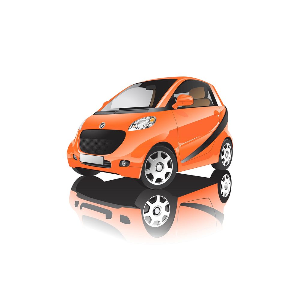 Orange compact hybrid car vector