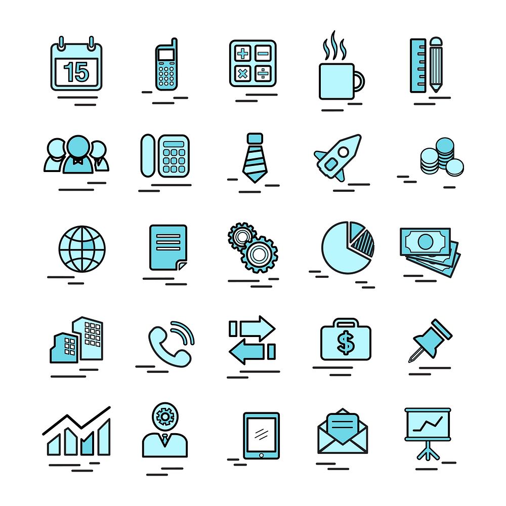 Illustration of business icons set vector