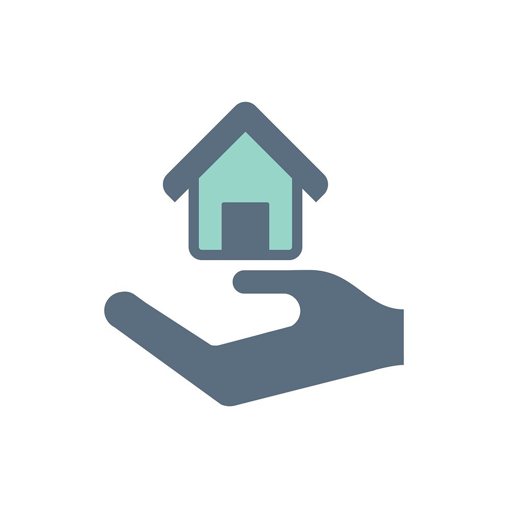 Illustration of hand under the house for real estate icon vector