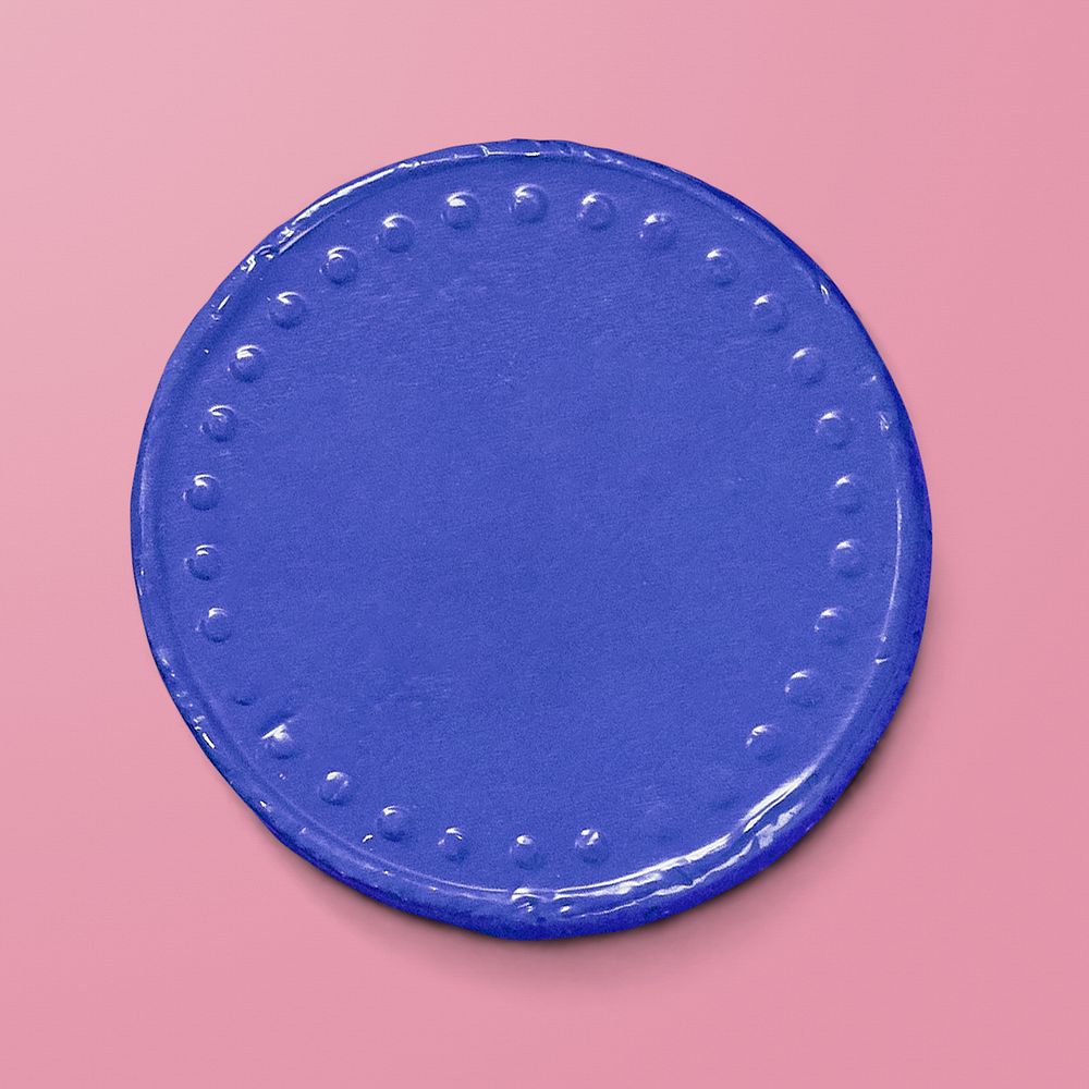 Indigo wax seal mockup on a pink background