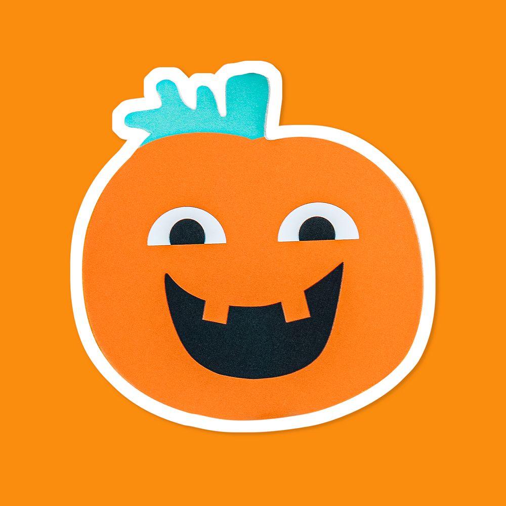 Happy Halloween pumpkin sticker overlay design resource