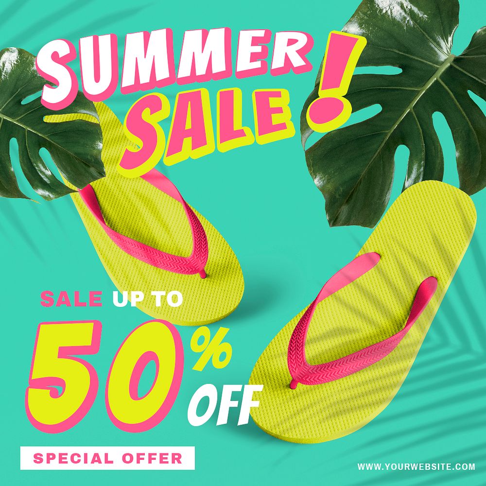 50% off summer sale promotion template advertisement