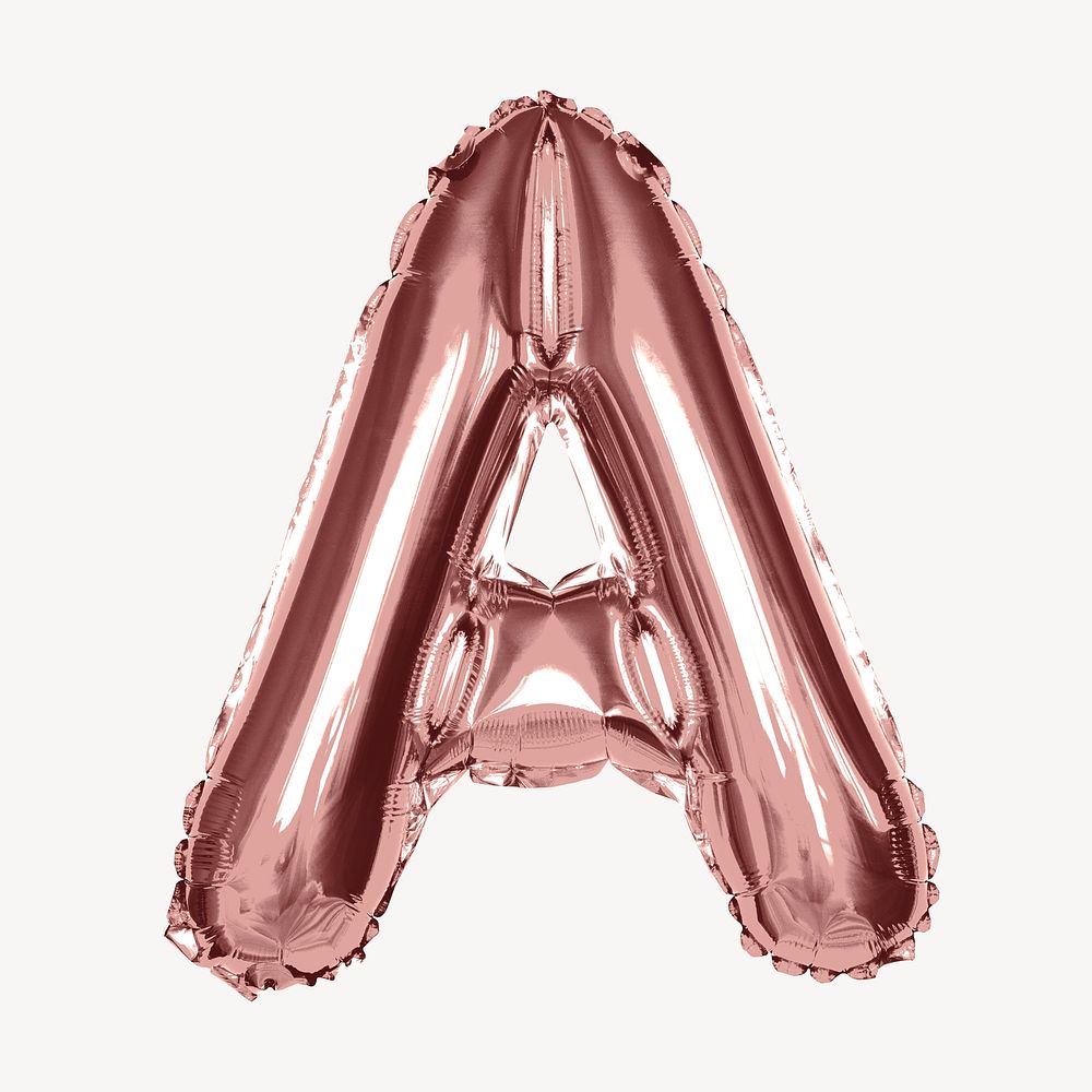 Capital letter A, pink balloon collage element, alphabet design psd