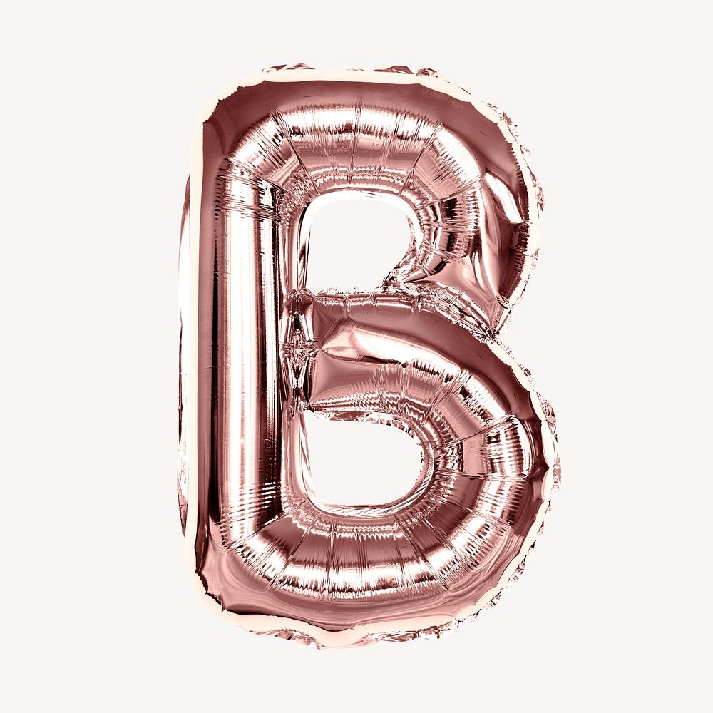 Capital letter B, pink balloon collage element, alphabet design psd