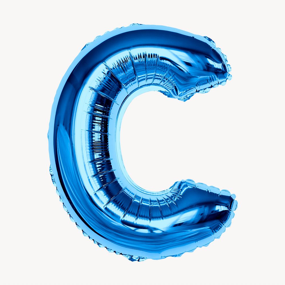 C alphabet blue balloon isolated on off white background