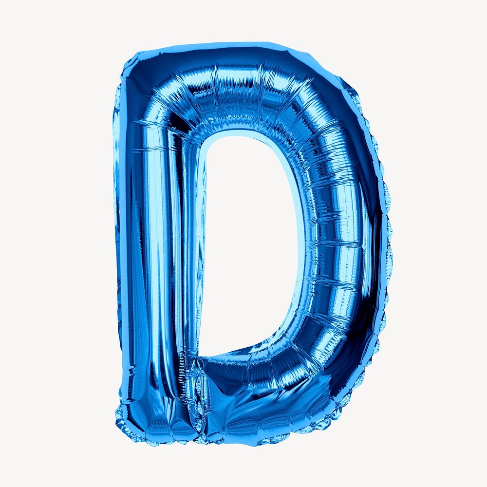 Capital letter D, blue balloon collage element, alphabet design psd