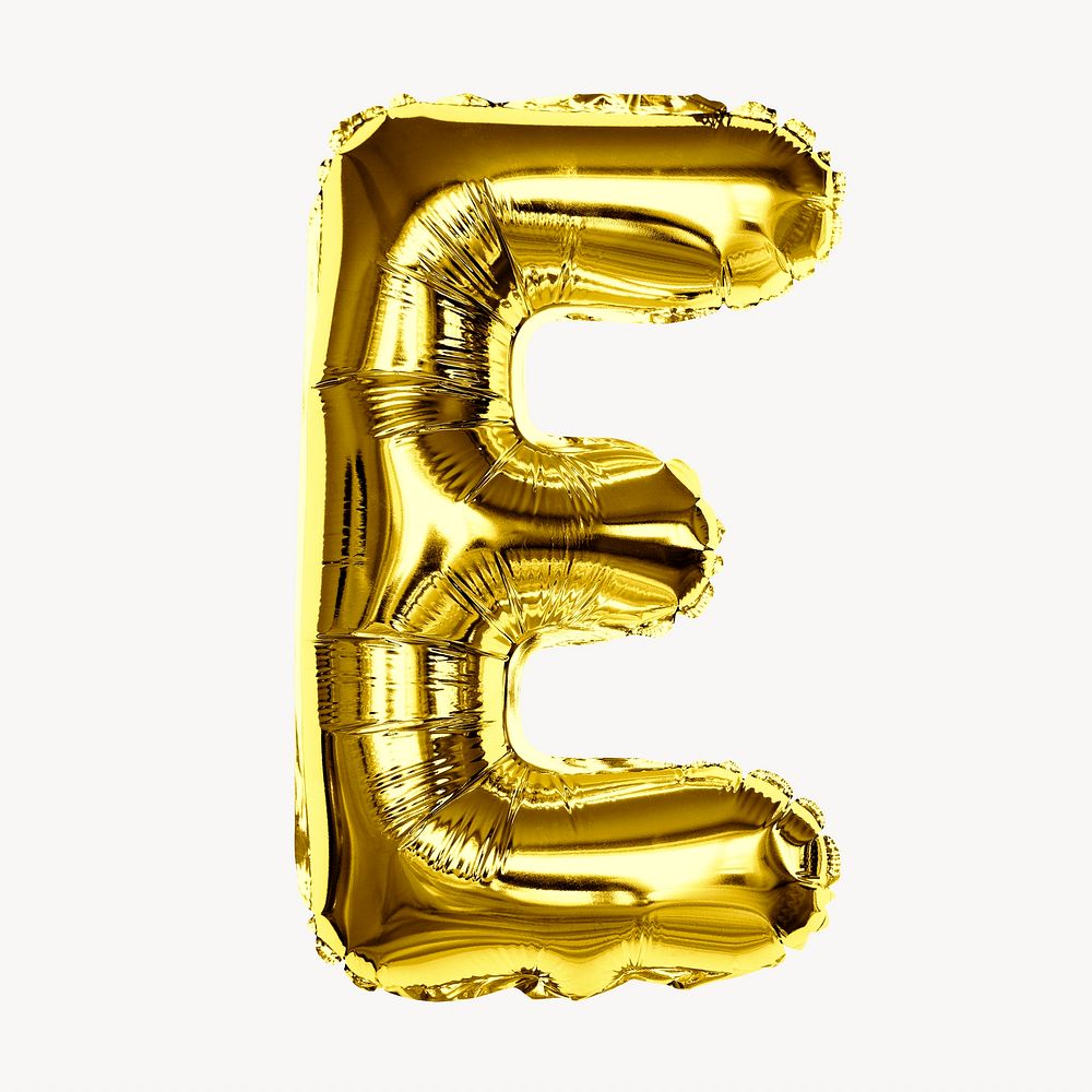 E letter balloon collage element, party alphabet, foil balloon 