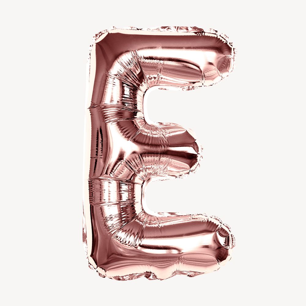 Pink E foil balloon collage element, alphabet design psd
