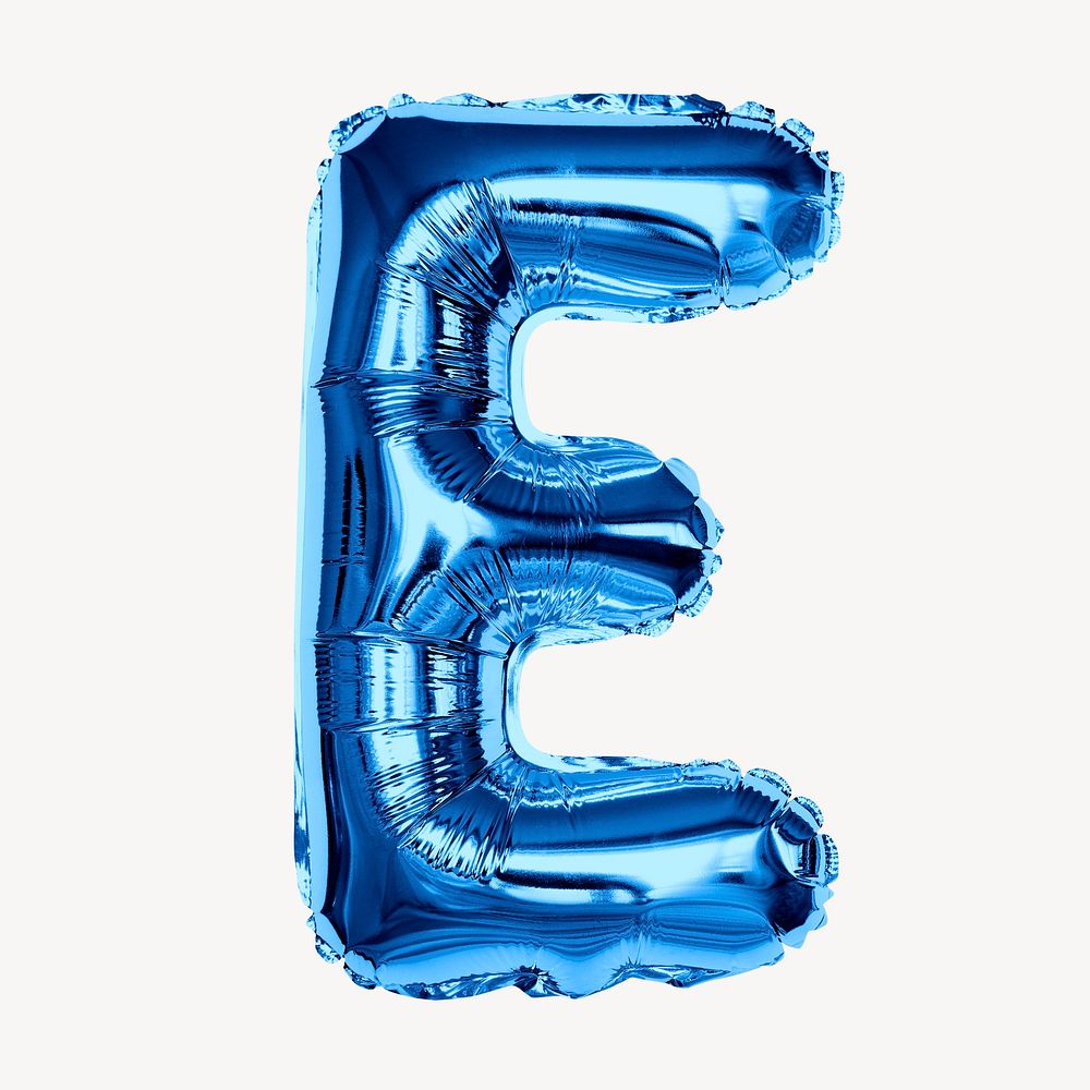Capital letter E, blue balloon collage element, alphabet design psd
