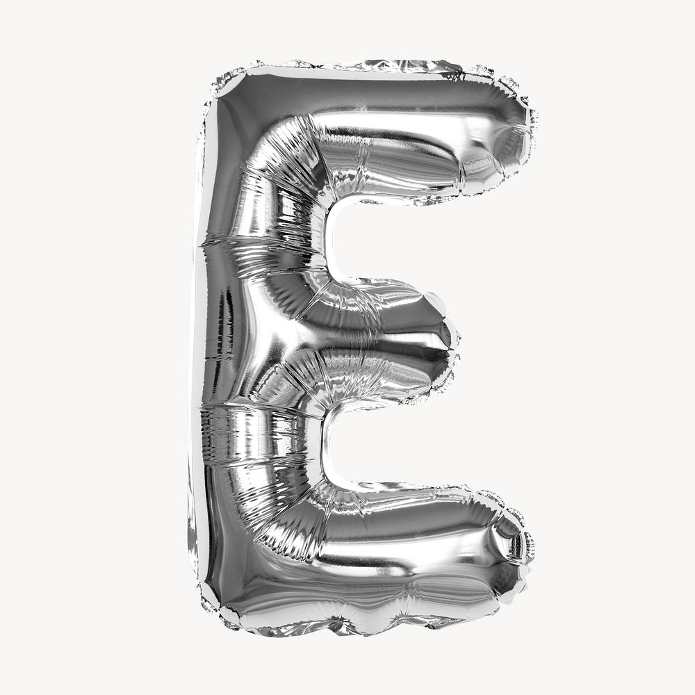 E letter balloon collage element, party alphabet, foil balloon 