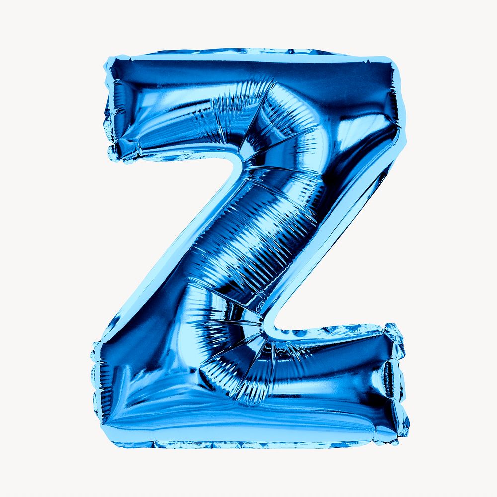 Z alphabet blue balloon isolated on off white background
