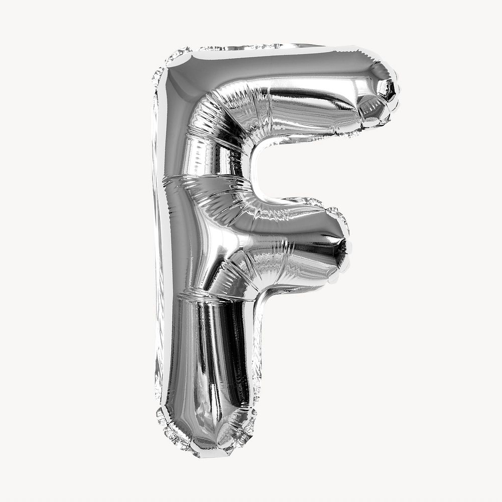 F letter balloon collage element, party alphabet, foil balloon 