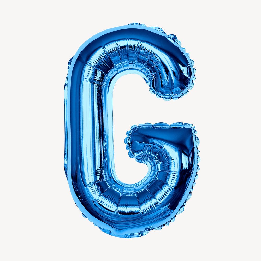 Capital letter G, blue balloon collage element, alphabet design psd