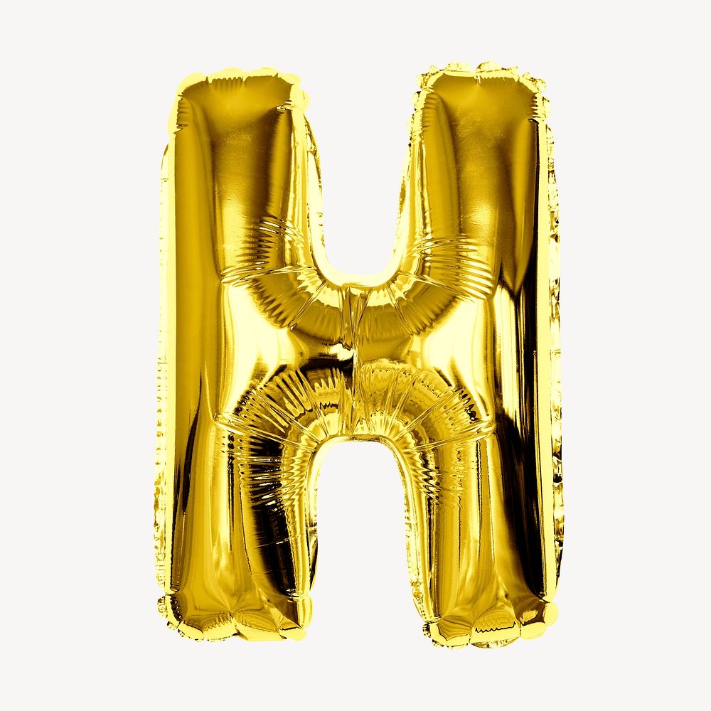 Gold H foil balloon collage element, alphabet design psd