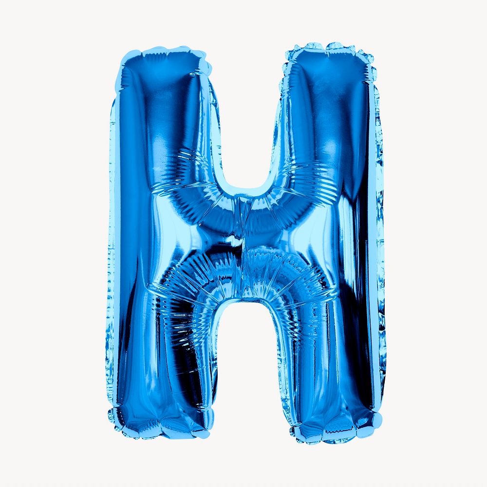 H alphabet blue balloon isolated on off white background