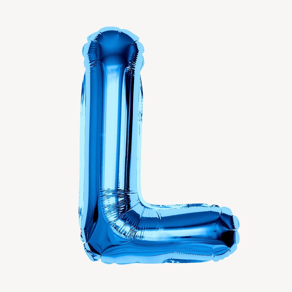 Capital letter L, blue balloon collage element, alphabet design psd