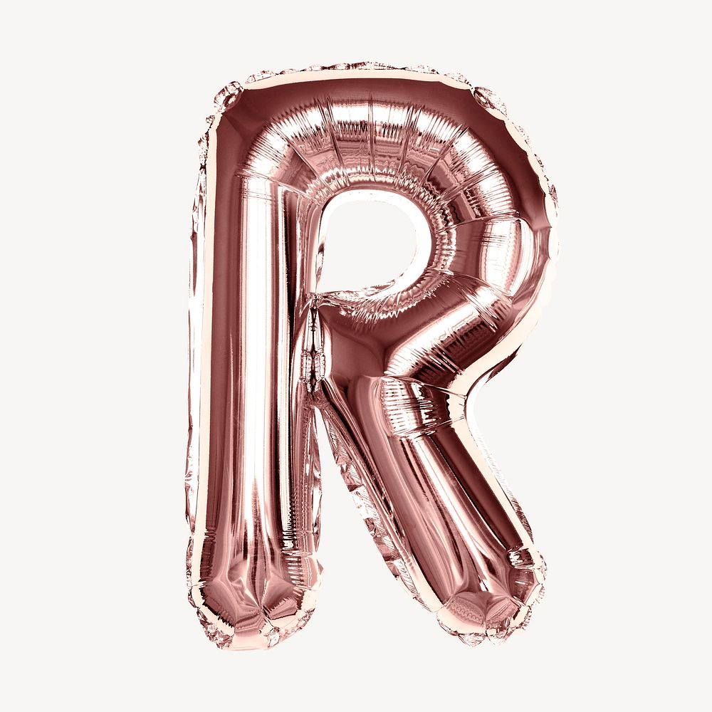 Pink letter R, foil balloon collage element, alphabet design psd