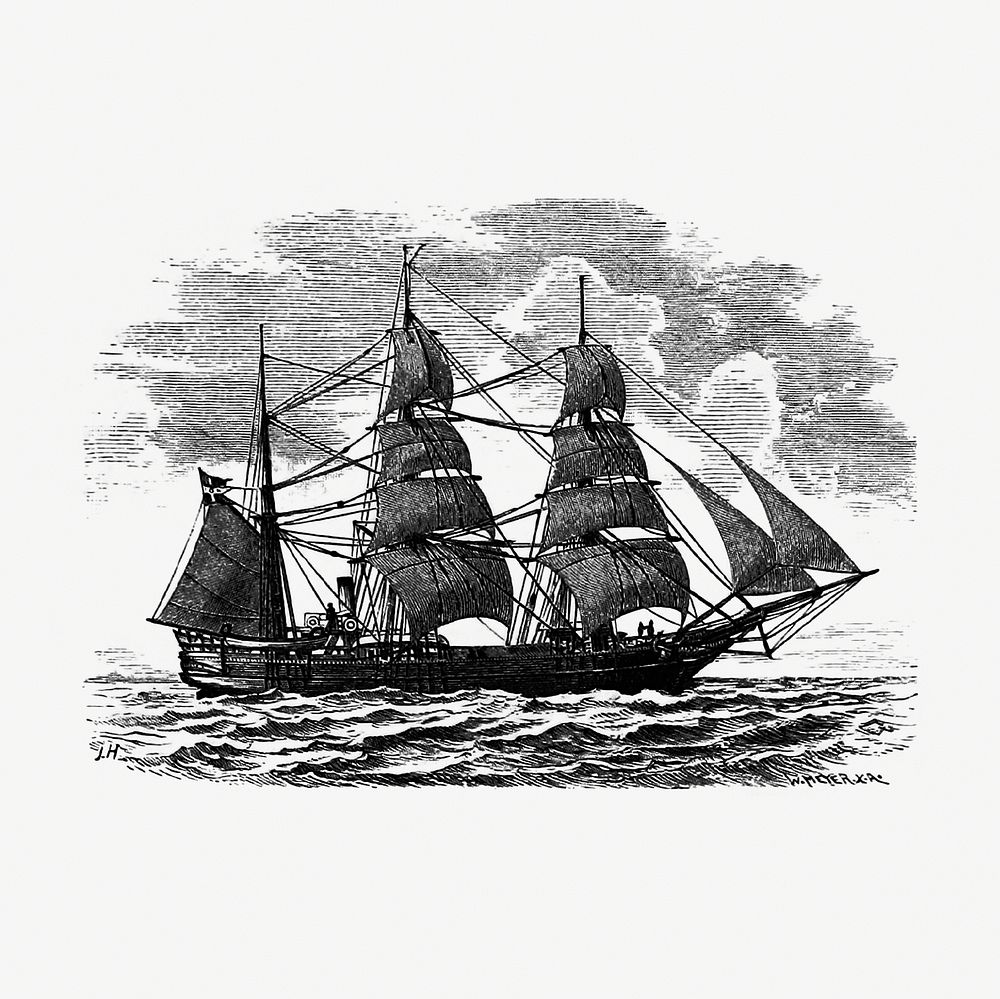 Vintage European style ship engraving from Strange yet True: interesting and memorable stories retold by James Macaulay M.D.…