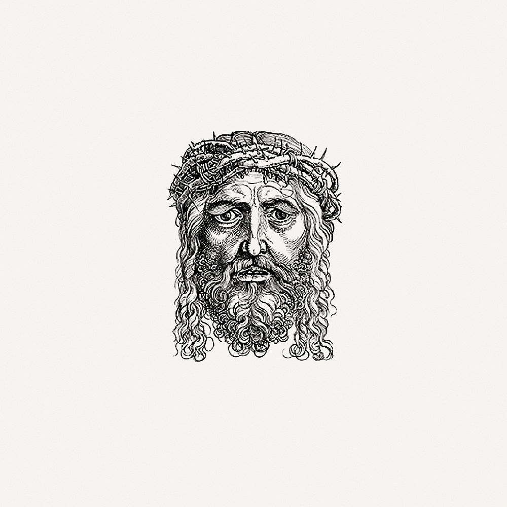 Vintage European style Jesus Christ engraving by Albrecht D&uuml;rer (1471&ndash;1528). Original from the British Library.…