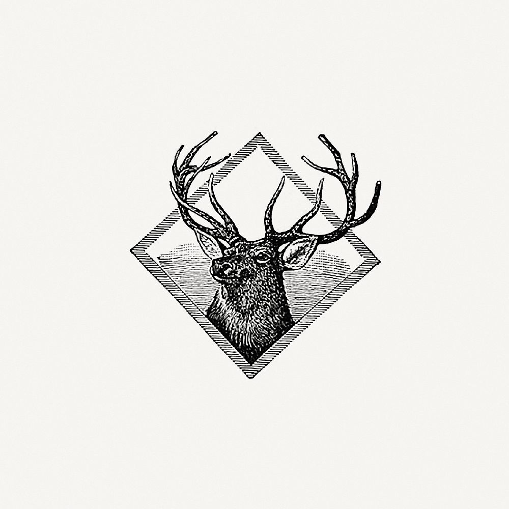 Vintage European style deer head framed illustration from The Queen's Jubilee and Toronto "Called Back" from 1887 to 1847.