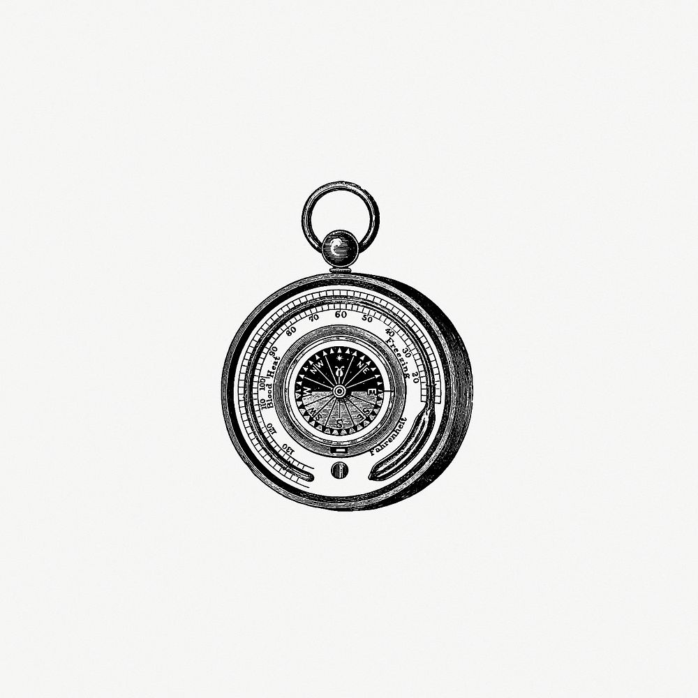 Vintage aneroid barometer engraving illustration