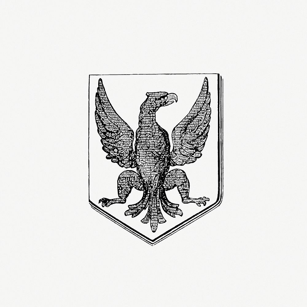 Bird medieval heraldic design illustration