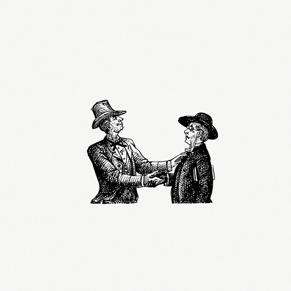 Shaking hands men from A Tramp Abroad (1880) published by Mark Twain. Original from the British Library. Digitally enhanced…