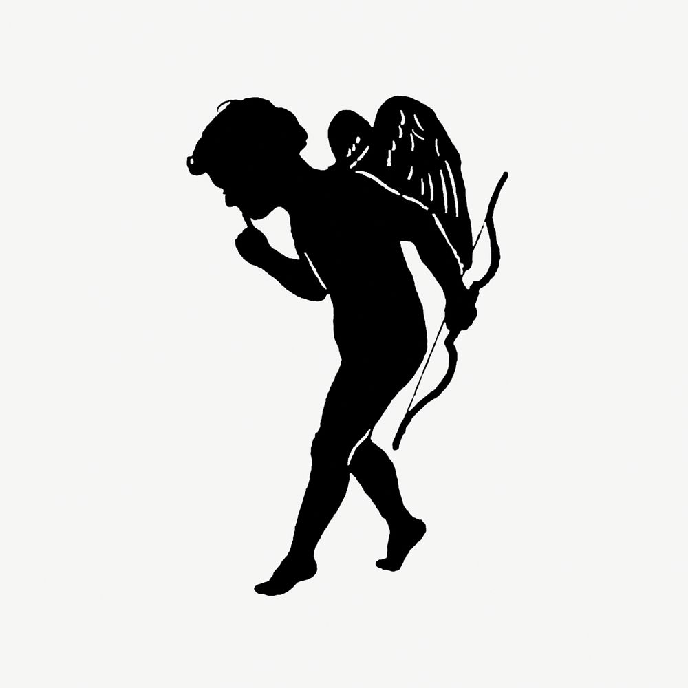 Drawing of a cupid in silhouette
