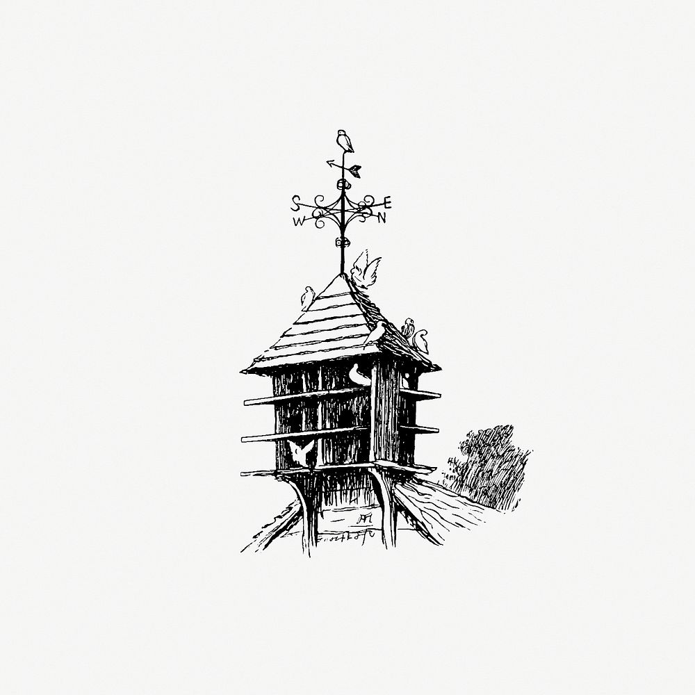 Bird house from Sing-Song. A Nursery Rhyme Book... With... Illustrations by A. Hughes (1893). Original from the British…