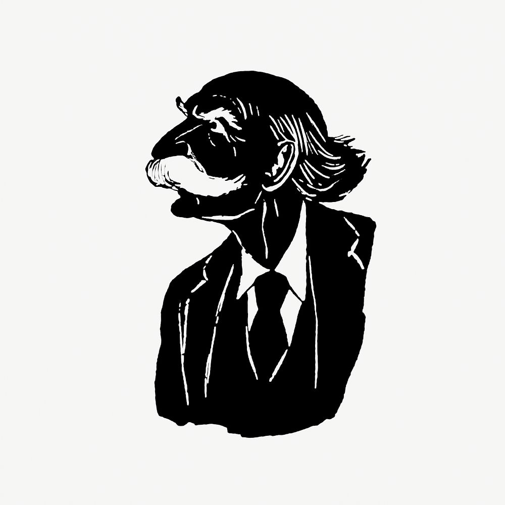 Drawing of a senior gentleman silhouette