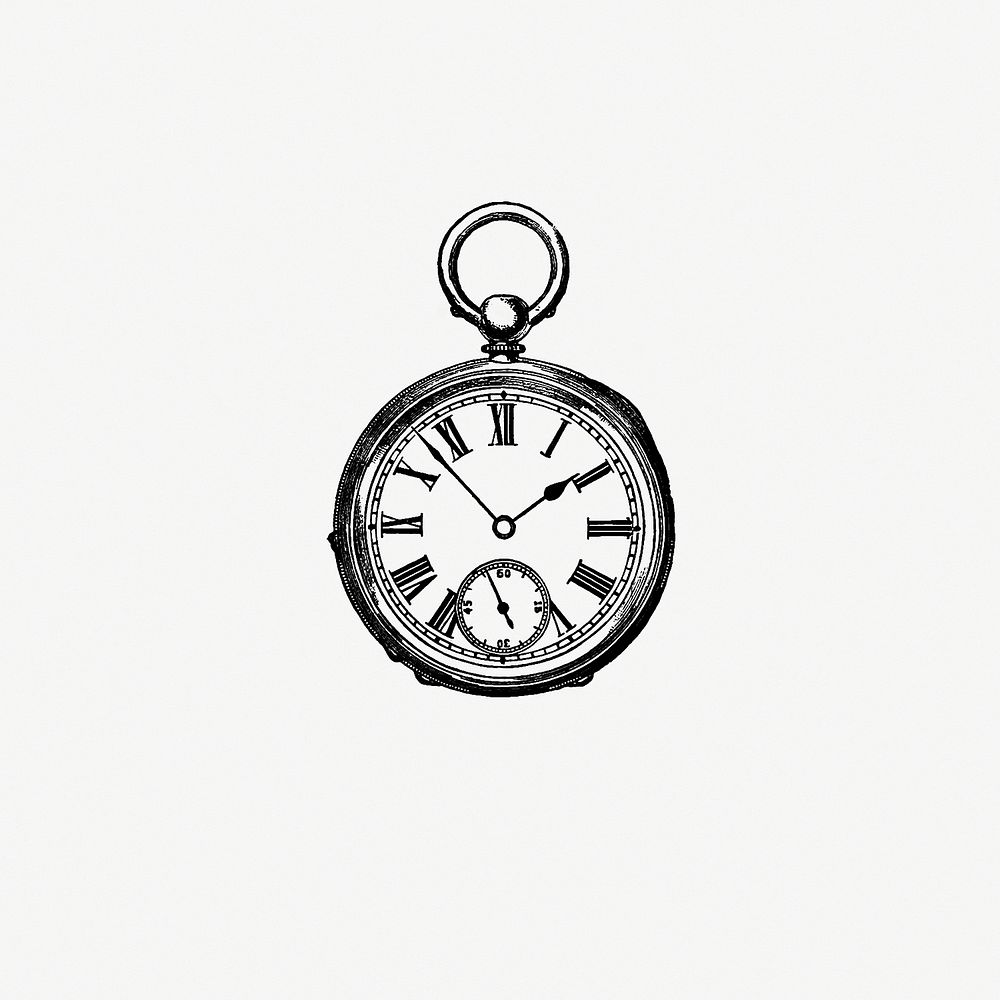 Drawing of an antique pocket watch