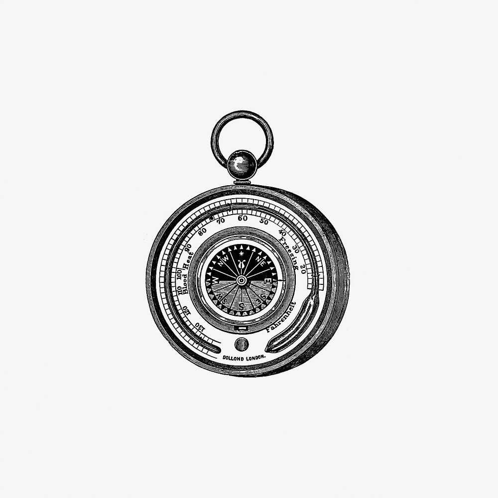 Drawing of an aneroid barometer Premium PSD Illustration rawpixel