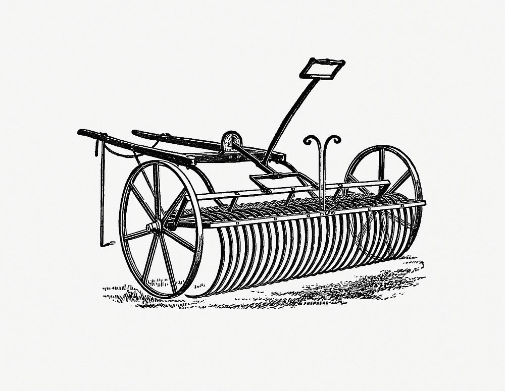 Drawing of an agricultural rake mechanism