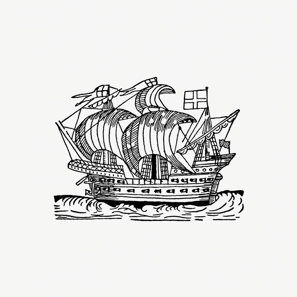Sea ship from Real Sailor-Songs. Collected And Edited By J. Ashton. Two Hundred Illustrations published by Leadenhall Press…