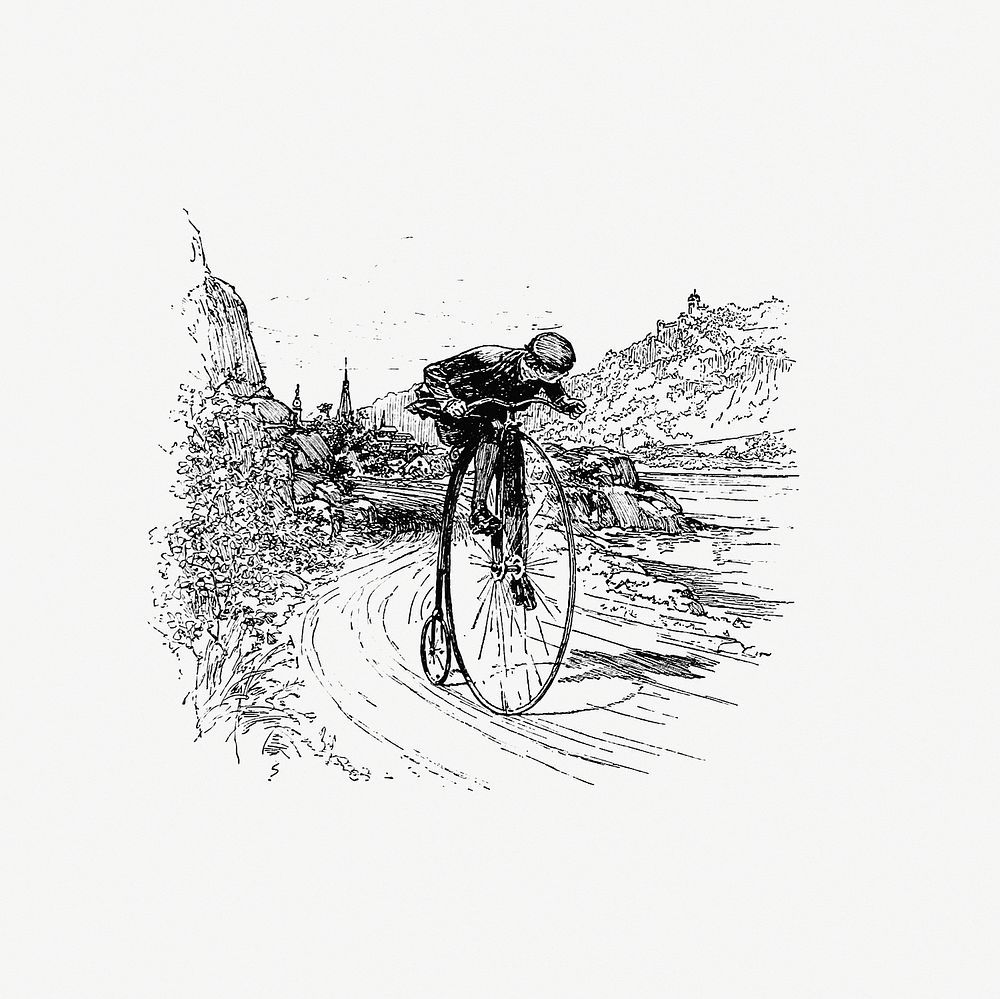 Big wheel cyclist from When Life Is Young, A Collection Of Verse For Boys And Girls published by Century Co. (1894).…