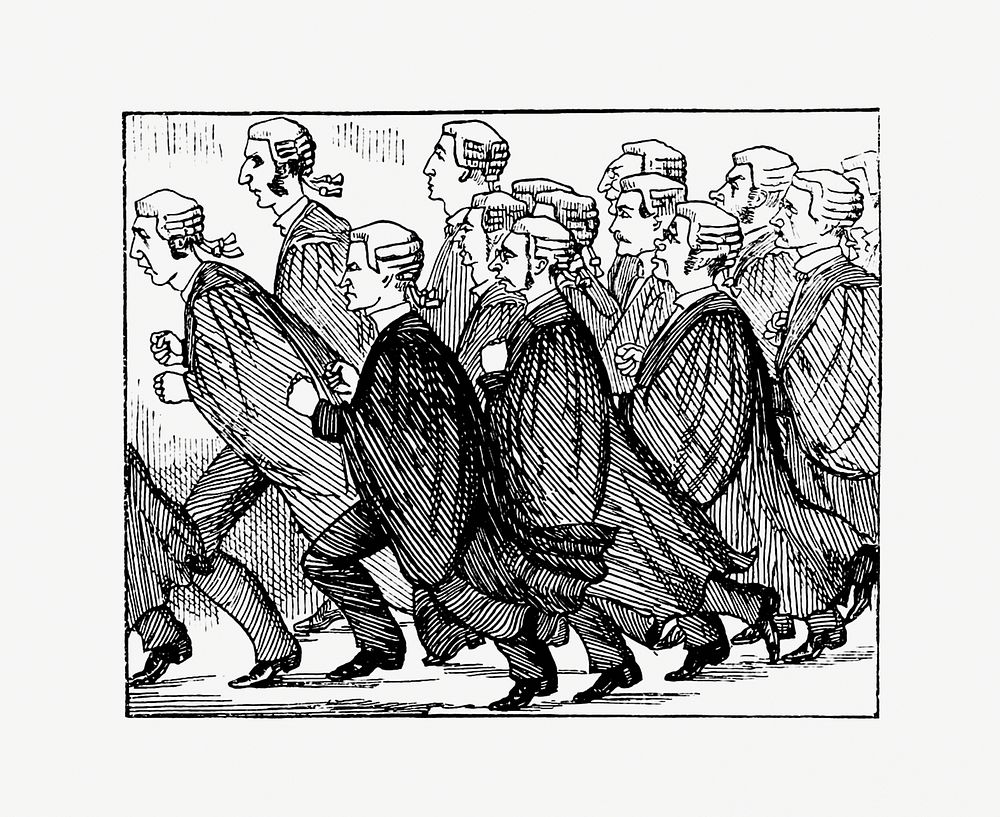 Drawing of running judges