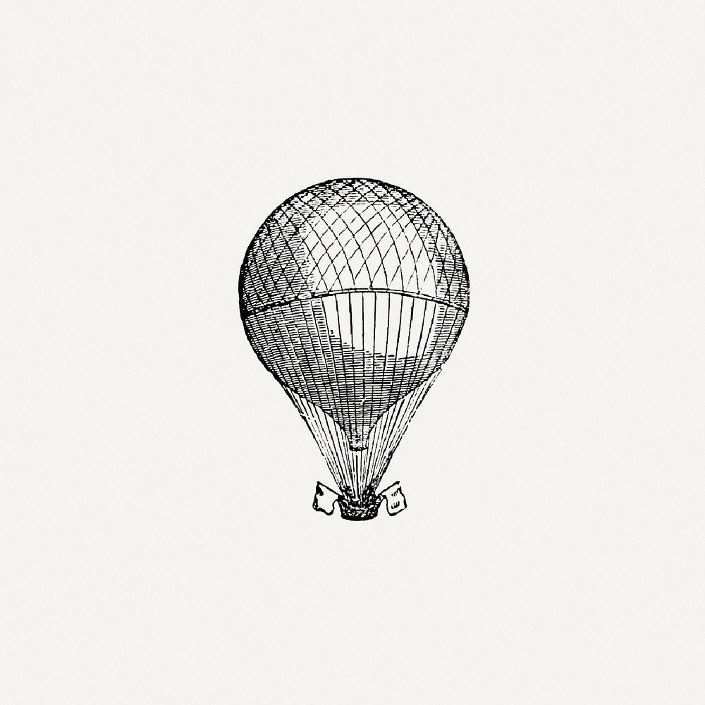 Vintage hot air balloon illustration. Original from British Library. Digitally enhanced by rawpixel.