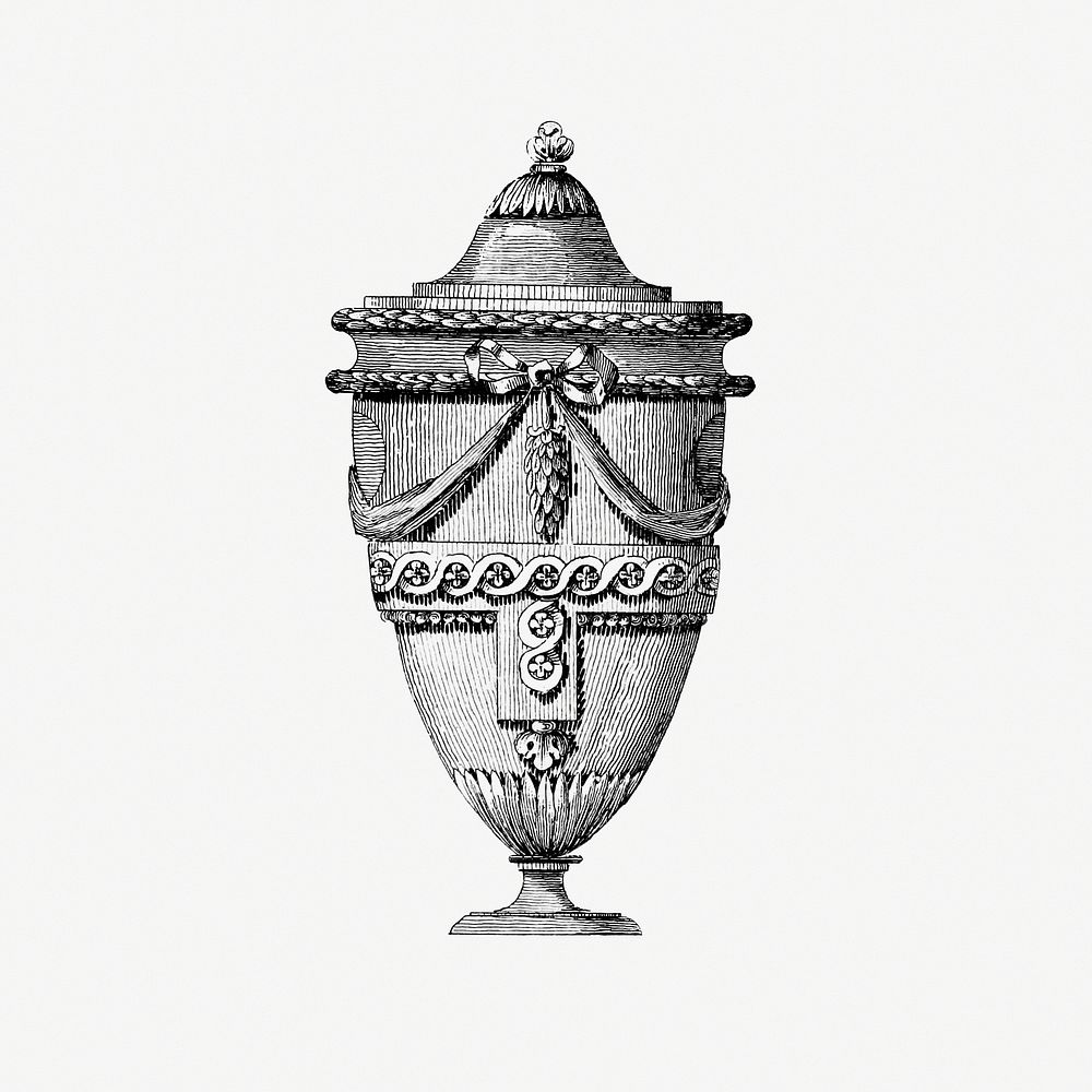 Vintage Victorian style urn engraving. Original from the British Library. Digitally enhanced by rawpixel.