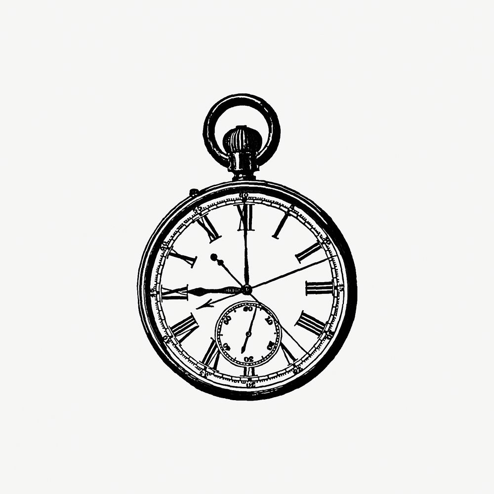 Vintage Victorian style pocket watch engraving. Original from the British Library. Digitally enhanced by rawpixel.