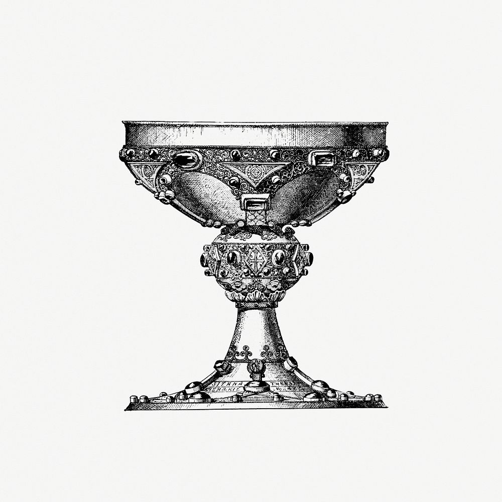 Vintage Victorian style goblet engraving