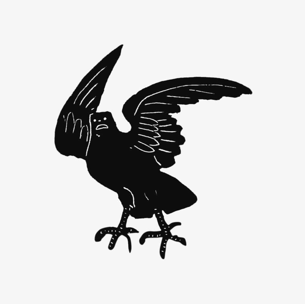 Vintage Victorian style enrgaved crow. Original from the British Library. Digitally enhanced by rawpixel.