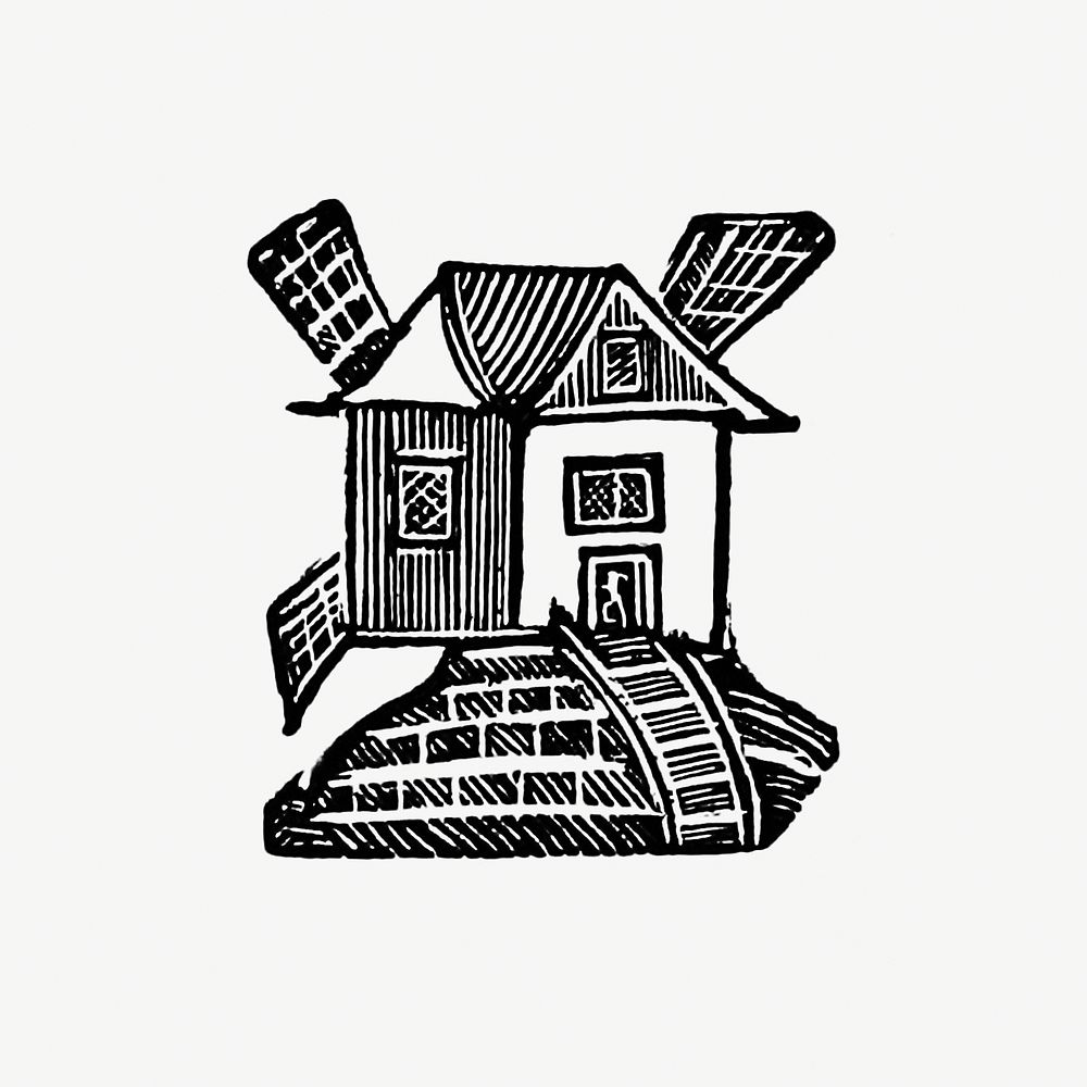 Vintage Victorian style house engraving. Original from the British Library. Digitally enhanced by rawpixel.