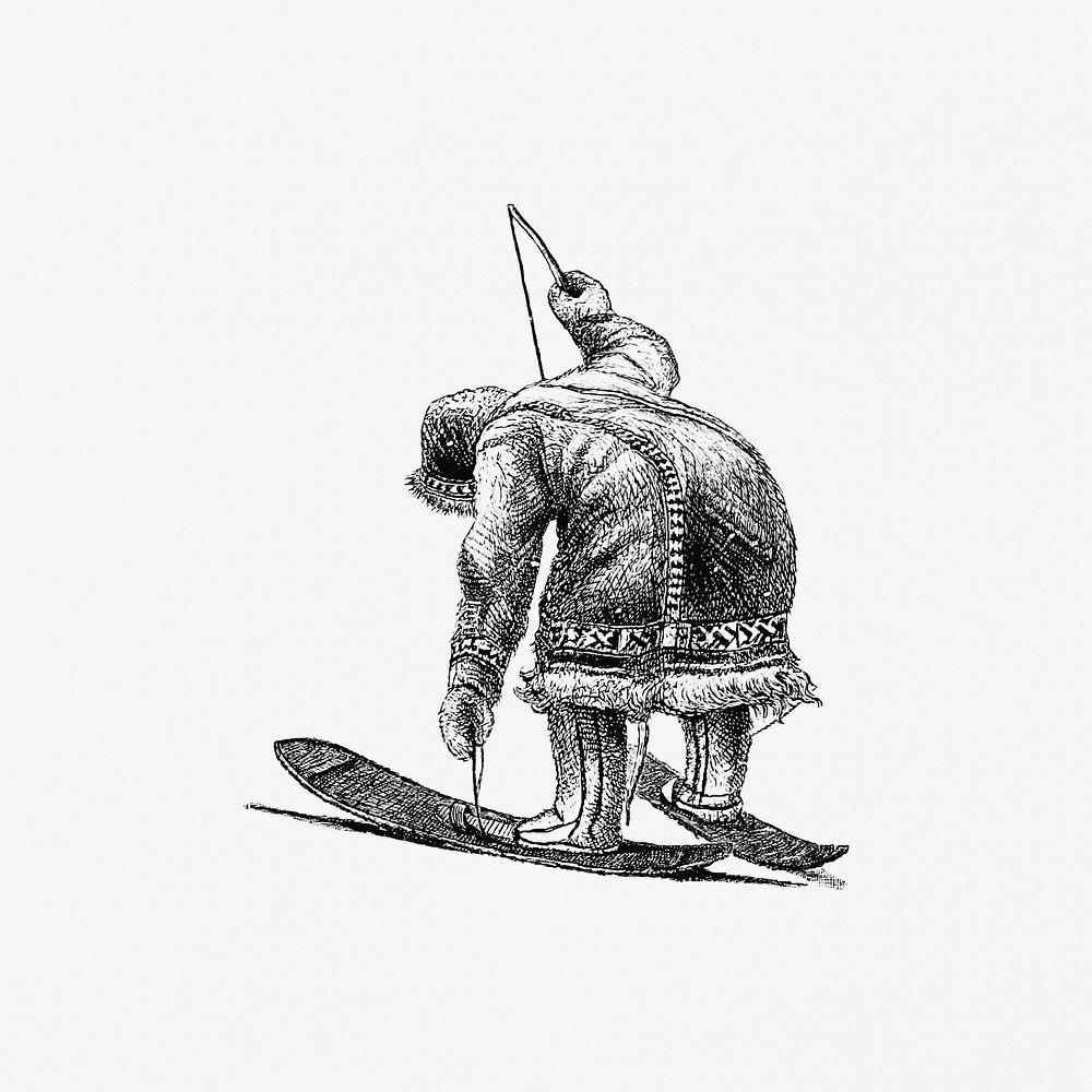 Winter man skiing illustration