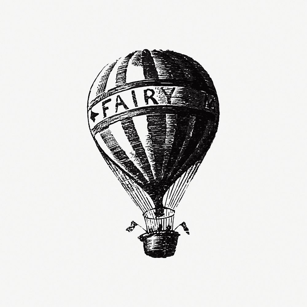 Vintage hot air balloon illustration from Fairy Mary's Dream by A.F.L (1870). Original from the British Library. Digitally…