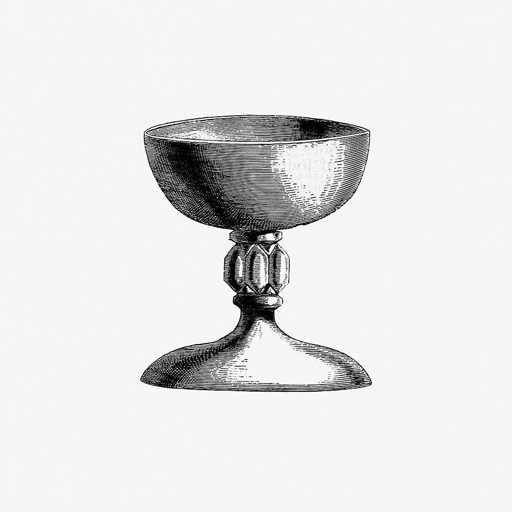 Vintage European style chalice engraving by Henriette Guizot de Witt (1884). Original from the British Library. Digitally…