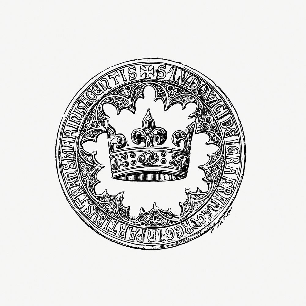 Vintage European style stamp with a crown