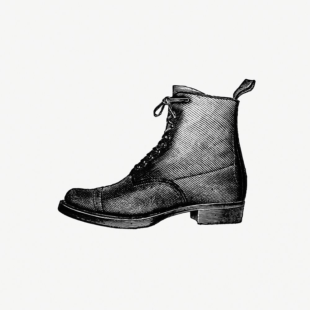 Vintage European style boots engraving
