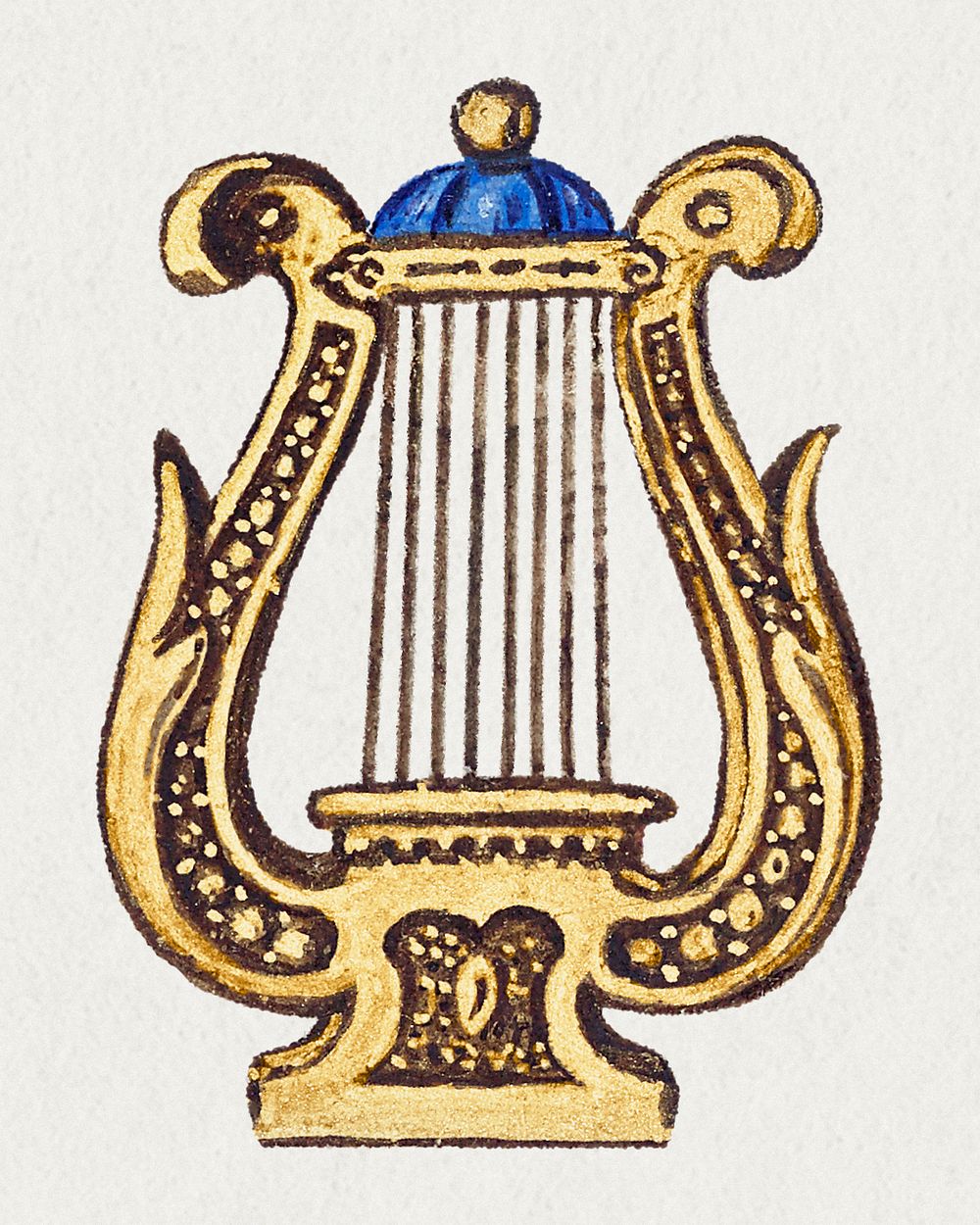 Gold harp music instrument psd